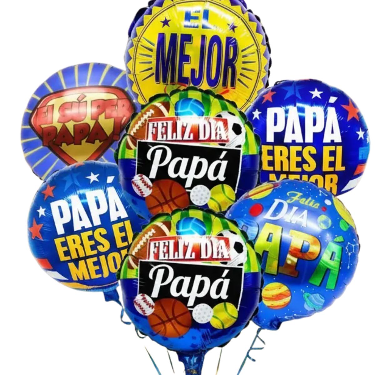 GENERICO - Set 12 Globos Metalizados+ Varillas 20 Cm Feliz Dia Papa
