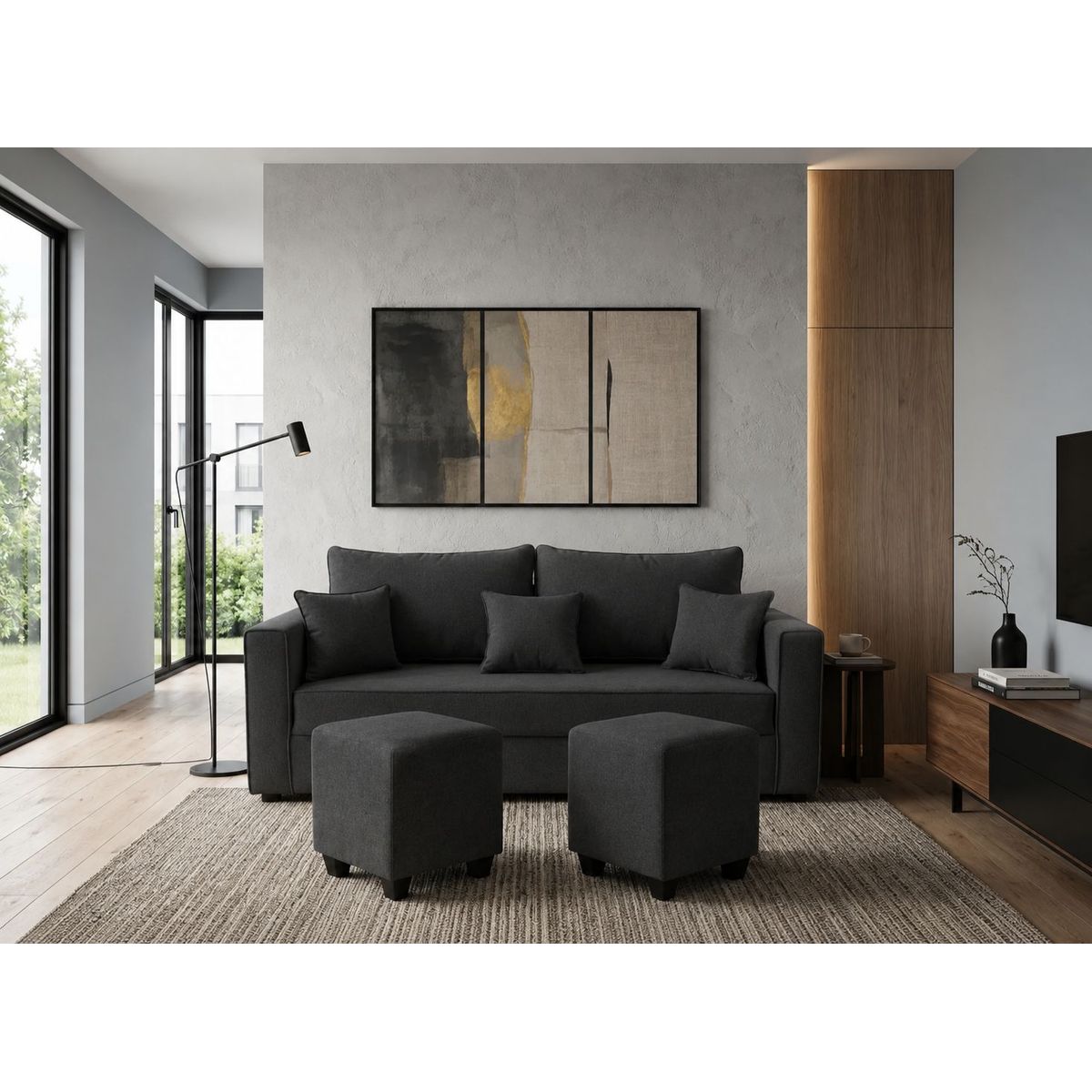CONSTRUCSOFA - Sofa Aurelia 3 cuerpos 2 puff