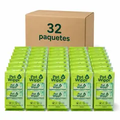GENERICO - Caja 32 Toallitas Húmedas Wippi Pet 32x64 unid.Bio
