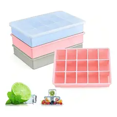 GENERICO - 4 Pcs Cubetas De Hielo Cubetera De Siliciona Con Tapa 15cav