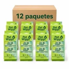 GENERICO - Caja 12 Toallitas Húmedas Wippi Pet 12x64 unid.Bio