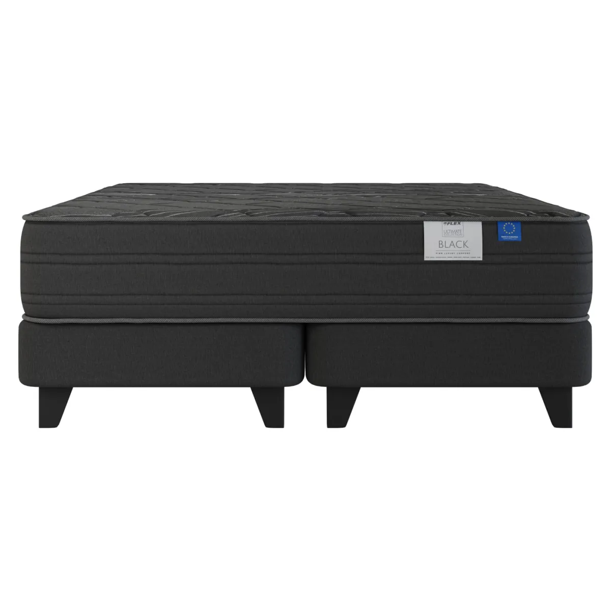 FLEX - Cama Europea Black 2 Plazas X 2.00Mt Base Dividida Flex
