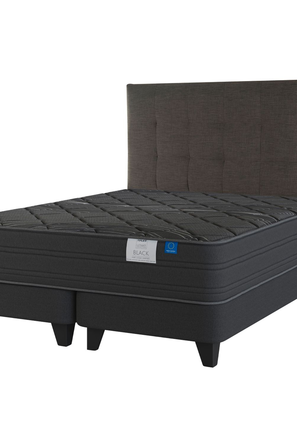 FLEX - Cama Europea Black 2 Plazas + Respaldo Desing Flex