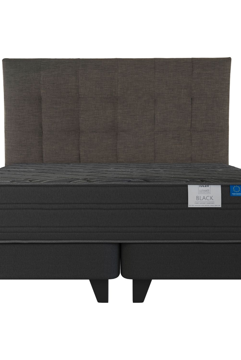 FLEX - Cama Europea Black 2 Plazas + Respaldo Desing Flex