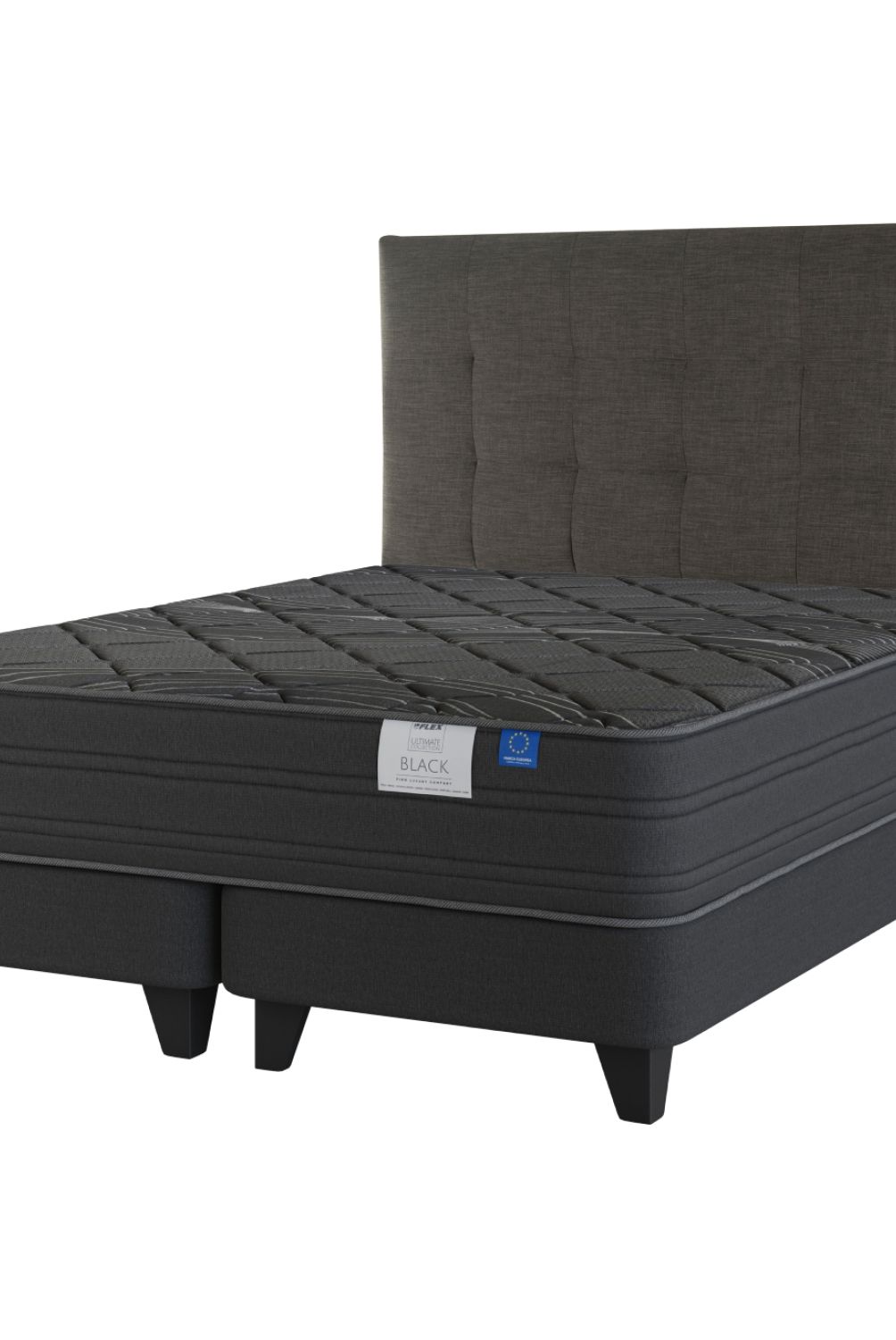 FLEX - Cama Europea Top  Black King + Respaldo Desing Flex