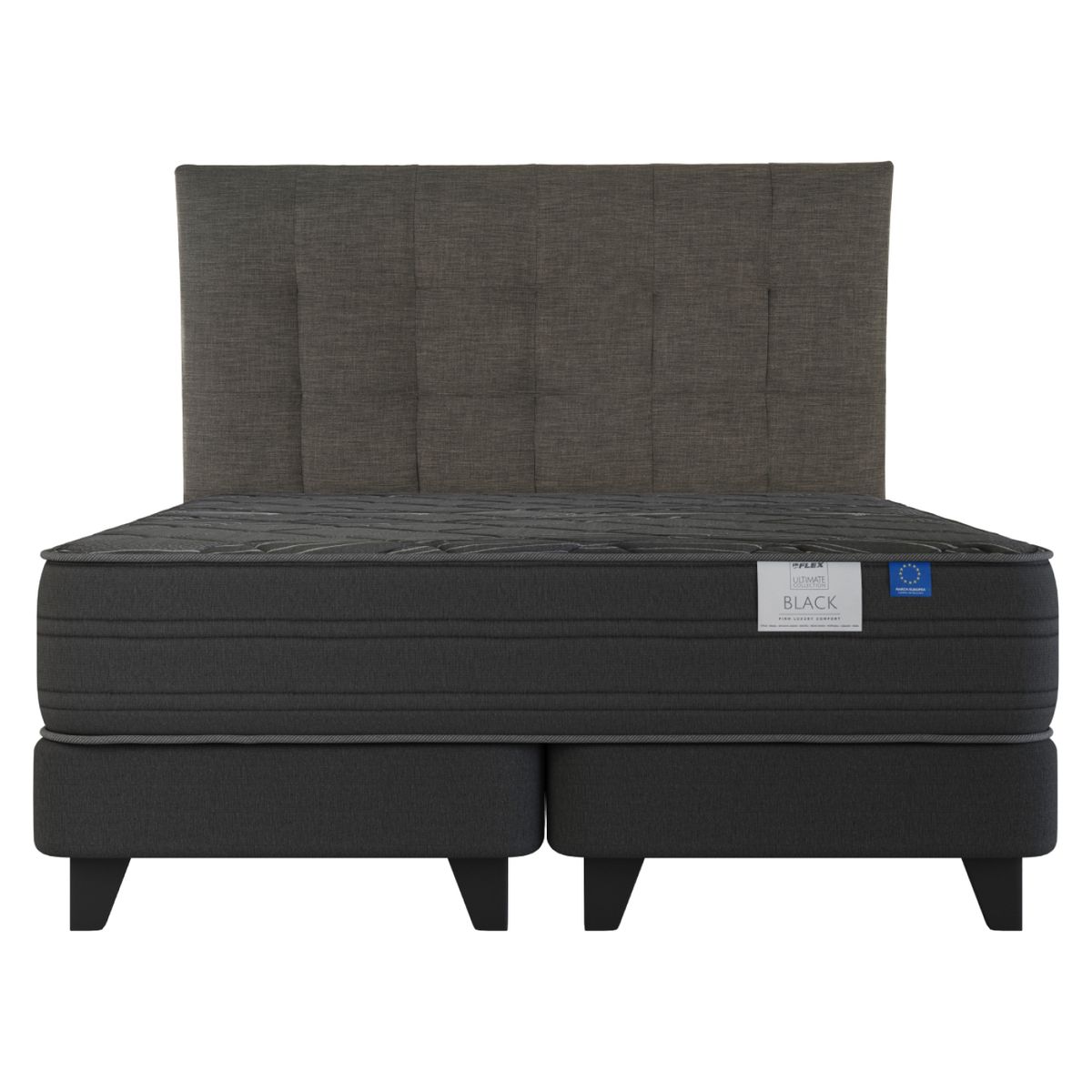 FLEX - Cama Europea Top Black King + Respaldo Desing Flex