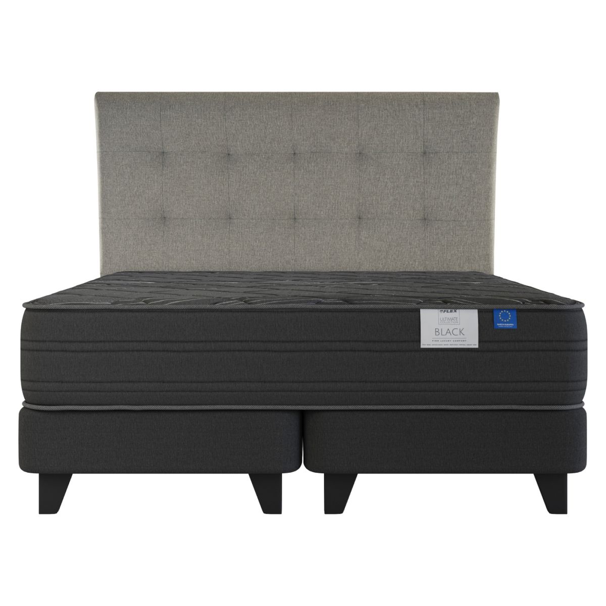 FLEX - Cama Europea Black King x 2.00mt Base Dividida + Respaldo Flex
