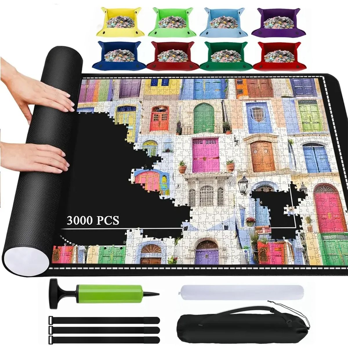 KUANGYE - Mat Para Puzzles 3000 Piezas Manta Rompecabezas 55 x 39 inch