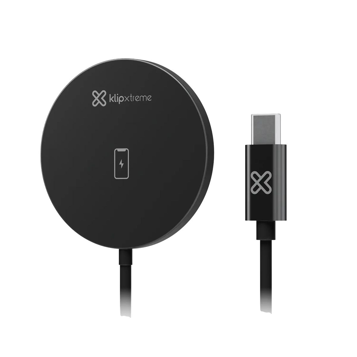KLIP XTREME - Klip Xtreme KDC-010 Cargador Inalámbrico Magnético 15W, Base MagSafe, Cargador Qi USB-C, Carga Rápida para iPhone, AirPods y Audífonos TWS