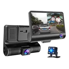 GENERICO - Cámara Auto 3 en 1 Frontal + Trasera + Interior 1080 p HD Grabación Ininterrumpida