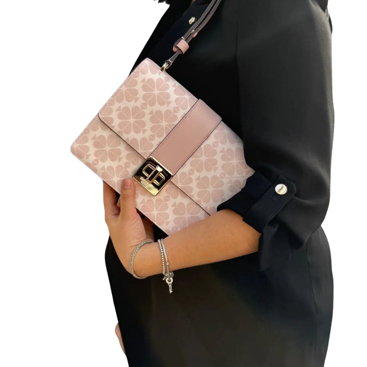 KATE SPADE - Cartera Kate Spade Trefoil Flower Cuero Rosa