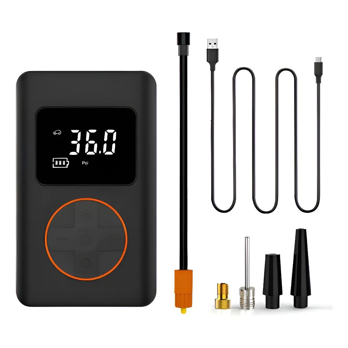GENERICO - Compresor De Aire Inalámbrico Digital Usb Color Negro Fase Eléctrica Monofásica Frecuencia 50hz