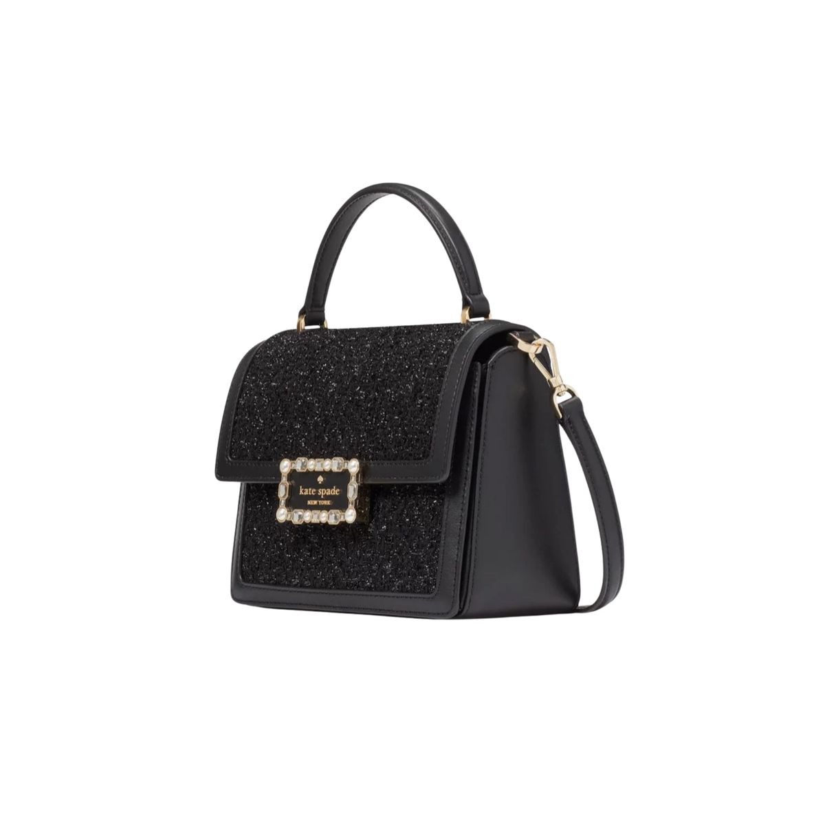 KATE SPADE - Cartera Kate Spade Crossbody Cuero Negro Tela y Brillos