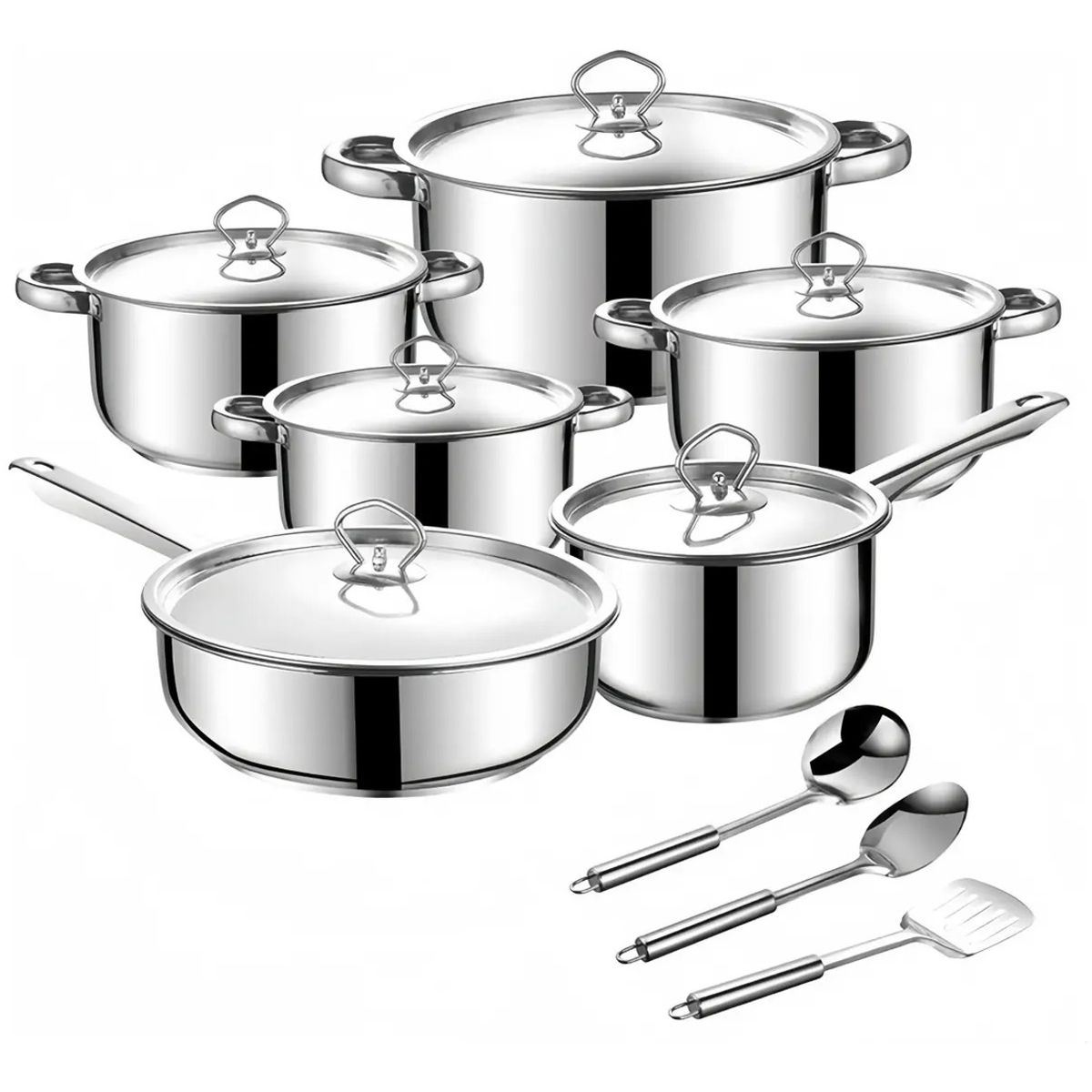 VIDA BUENAS - Bateria Cocina Cacerolas 15 Piezas Juego De Ollas Acero Inox