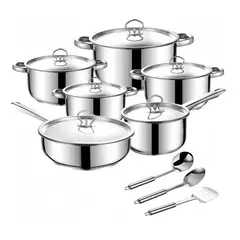 VIDA BUENAS - Bateria Cocina Cacerolas 15 Piezas Juego De Ollas Acero Inox