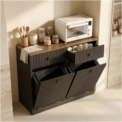 HOMER DESIGN - Mueble Cocina Depensa Aparador Comedor 2 Cestos Basurero para basura seca