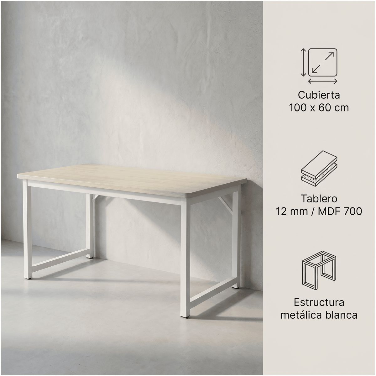 HOMER DESIGN - Escritorio Moderno Luciana Oficina Madera 100x60x75cm