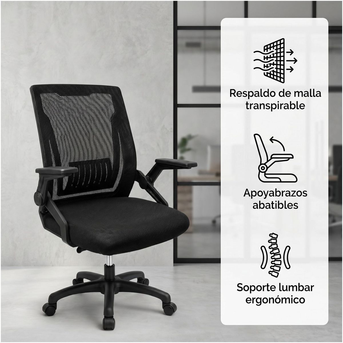 HOMER DESIGN - Silla De Oficina Color Negro Escritorio Con Asiento De Memoria