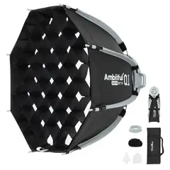 AMBITFUL - Q1 de 30cm con rejilla Mini Bowens Mount Softbox para Yongnuo YN150 Nanlite Forza60