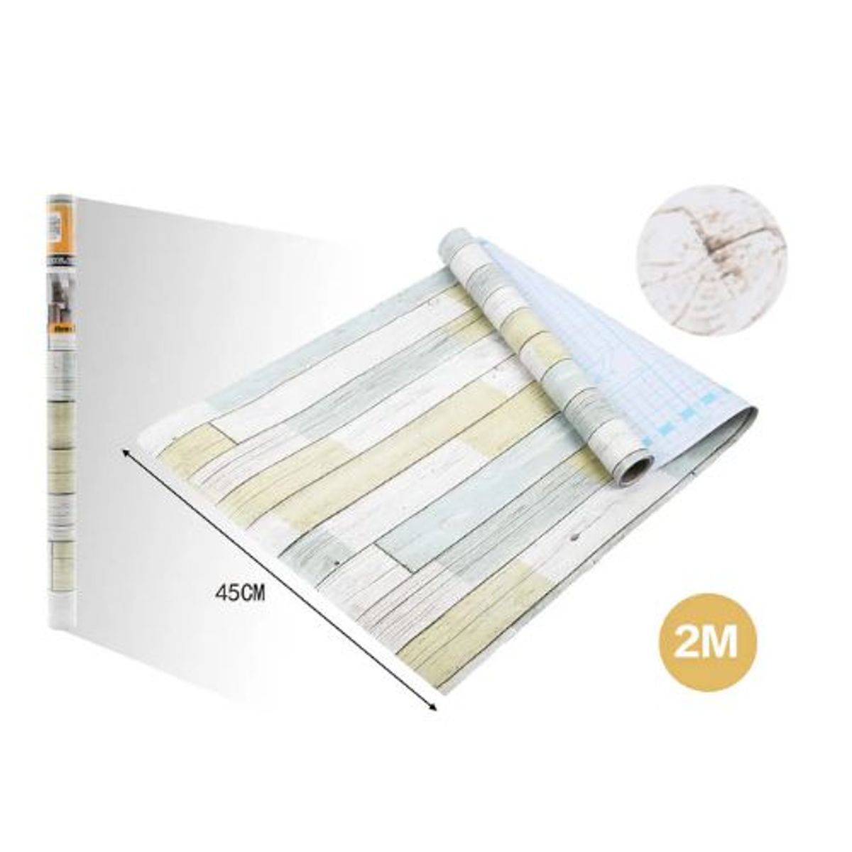 GENERICO - PAPEL ADHESIVO DECOMURAL 2M X 45CM TABLAS BLANCAS