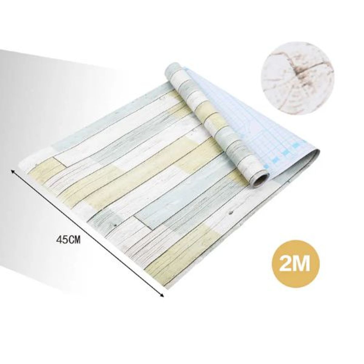 GENERICO - PAPEL ADHESIVO DECOMURAL 2M X 45CM TABLAS BLANCAS