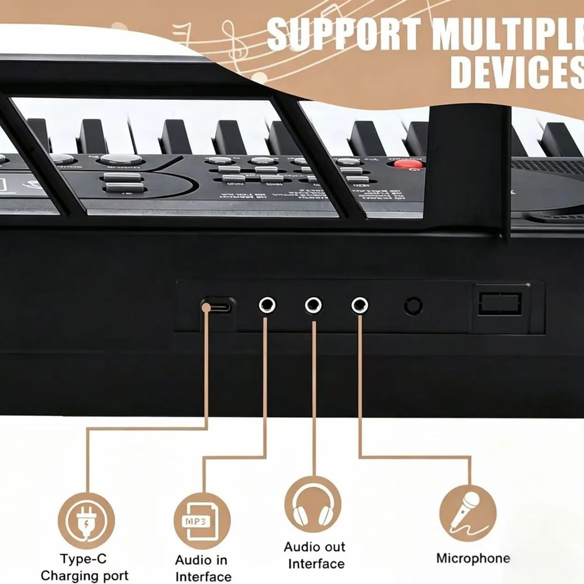 U BUY - Piano Teclado Musical Principiantes 61 Teclas Atril+soporte