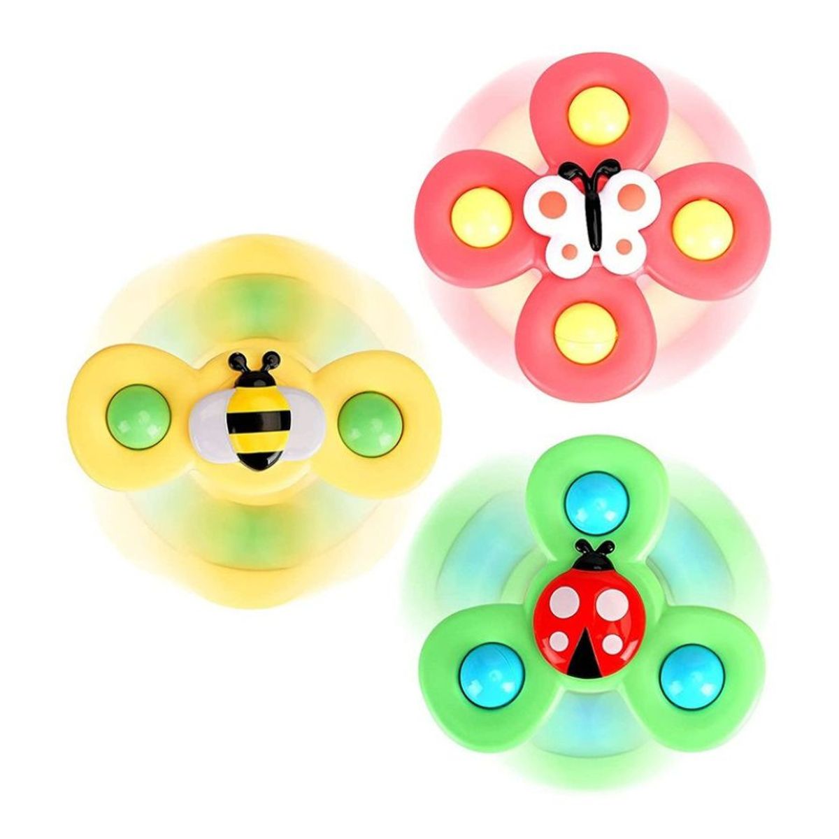 GENERICO - Juguete Sensorial Giratorio Spinner Ventosa Bebe 3 Piezas