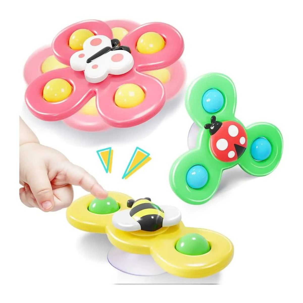 GENERICO - Juguete Sensorial Giratorio Spinner Ventosa Bebe 3 Piezas