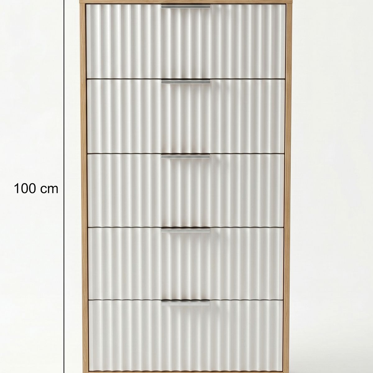GENERICO - Cómoda lockers de 5 Cajones 50x30x100cm Biblioteca Acanalados Organizador Oficina Hogar Roble Rustico