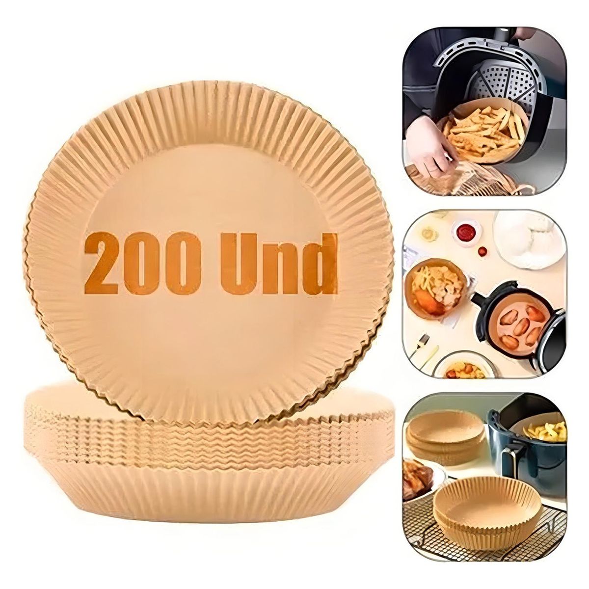 PASTELERIUSCL - Pack 500 Forros Desechables Antiadherente Freidora Air Fryer Color Beige