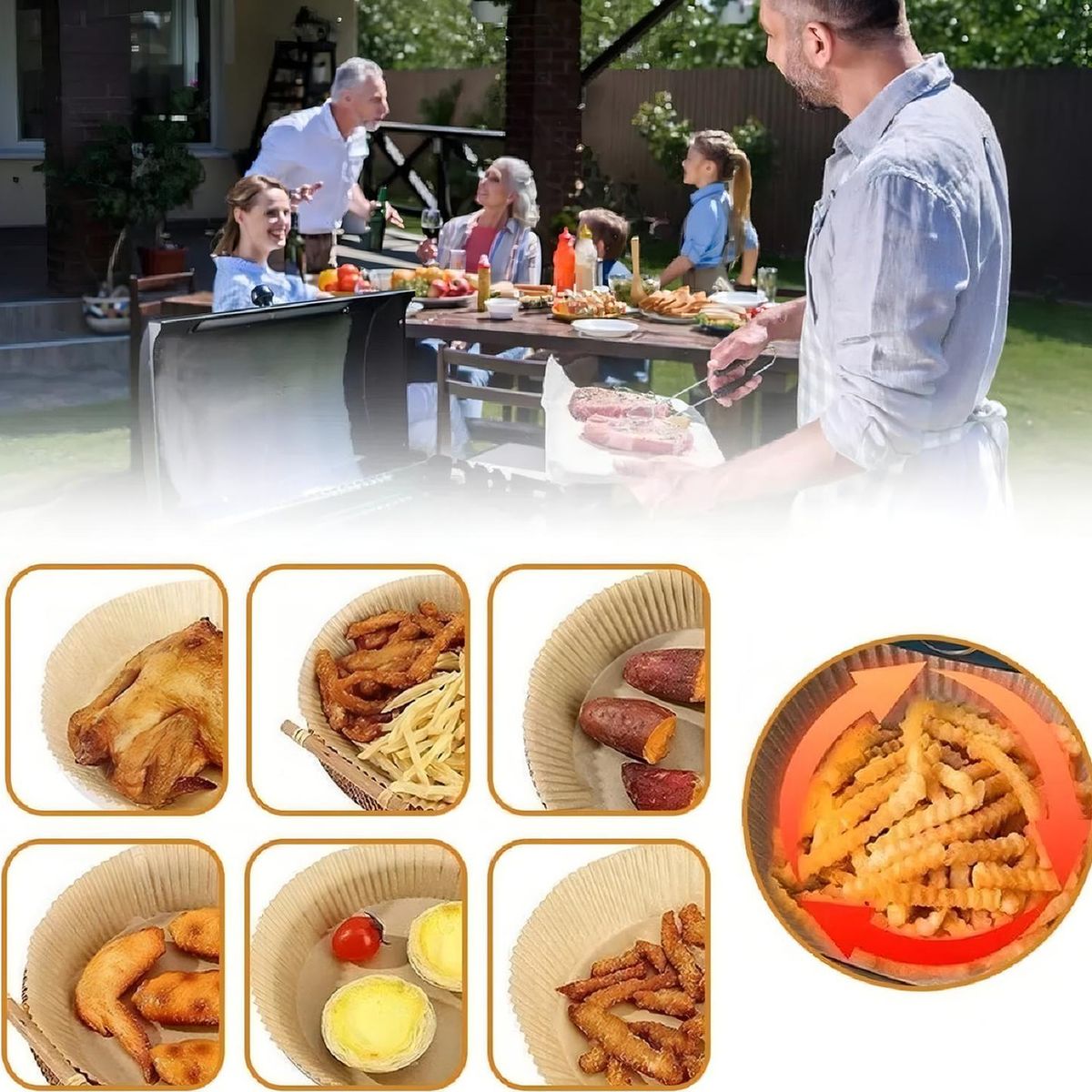PASTELERIUSCL - Pack 500 Forros Desechables Antiadherente Freidora Air Fryer Color Beige