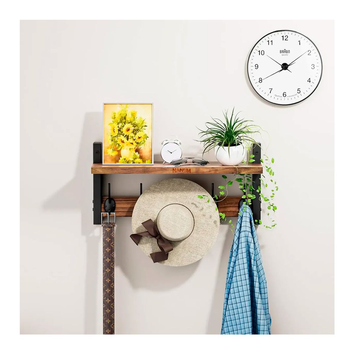 OFERTABKN - Repisa Perchero Estante De Pared Estanterías Marrón