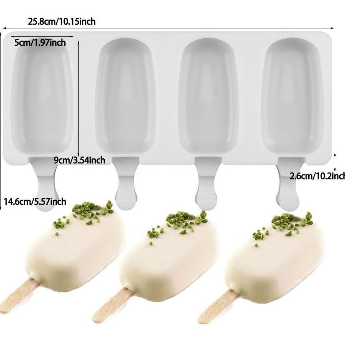 PASTELERIUSCL - Moldes De Silicona Para Helados Molde Paletas Helado Pale417 Blanco