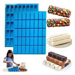 PASTELERIUSCL - Pack X2 Moldes Silicona Barra Moldes Hielo Molde Jabon 40 Azul