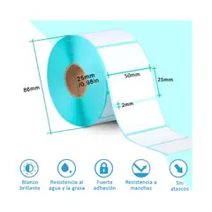 OFERTABKN - Rollo Etiquetas Adhesivas Térmicas 50mmx25mm 1600 Unidades