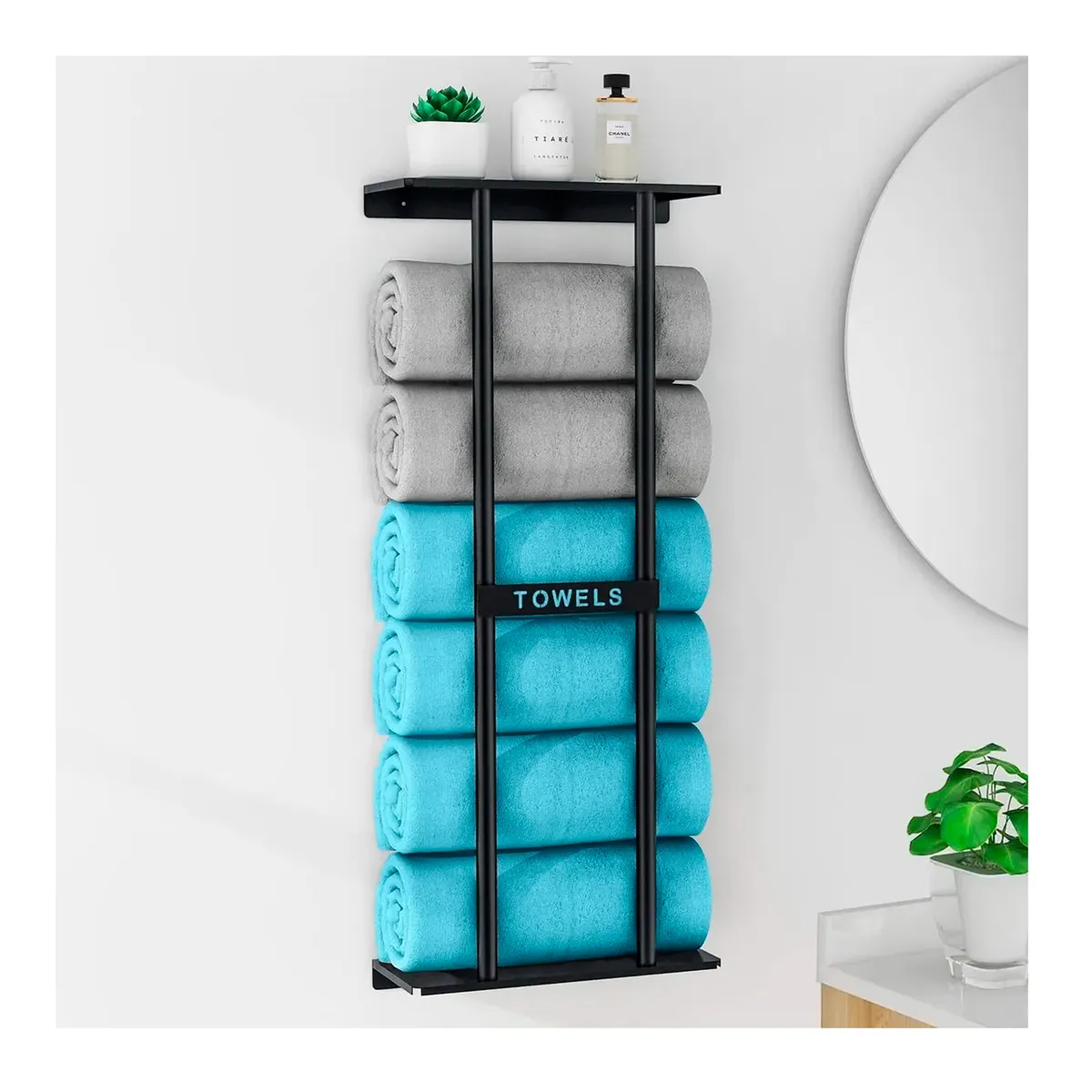 OFERTABKN - Repisa Con Porta Toallas Estante Toallero Baño Estanteria