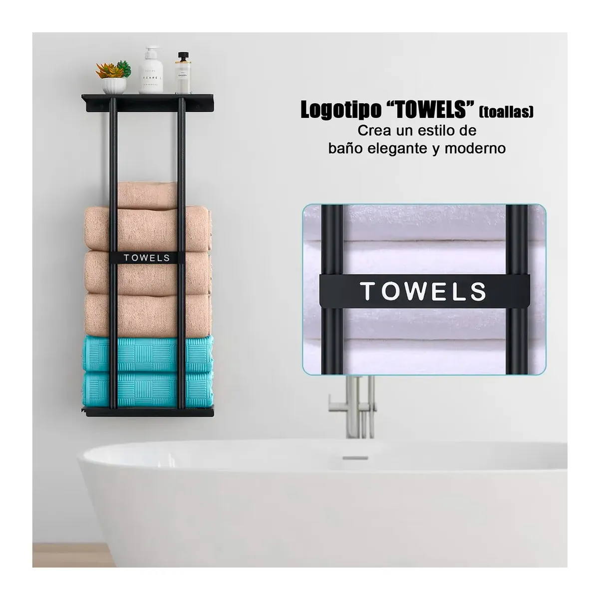 OFERTABKN - Repisa Con Porta Toallas Estante Toallero Baño Estanteria