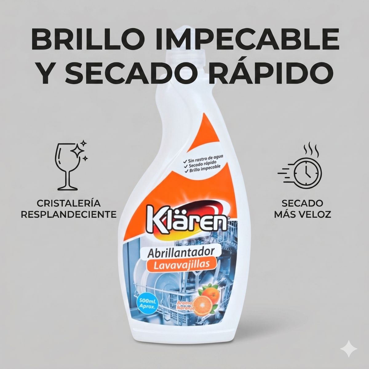 KLAREN - Abrillantador Lavavajillas Klaren 500ml Naranja