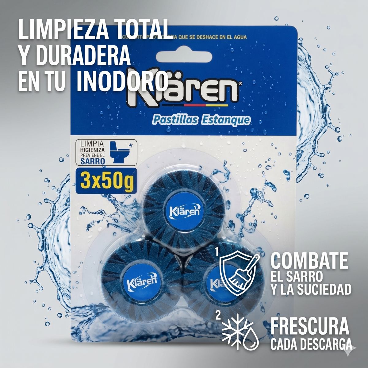 KLAREN - Pastillas Estanque Inodoro Klaren 3x50g