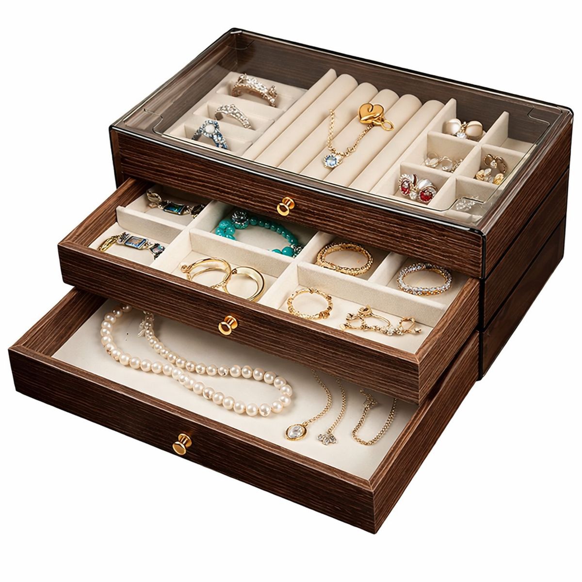 GENERICO - Organizador De Joyas Tres Niveles Caja Organizador