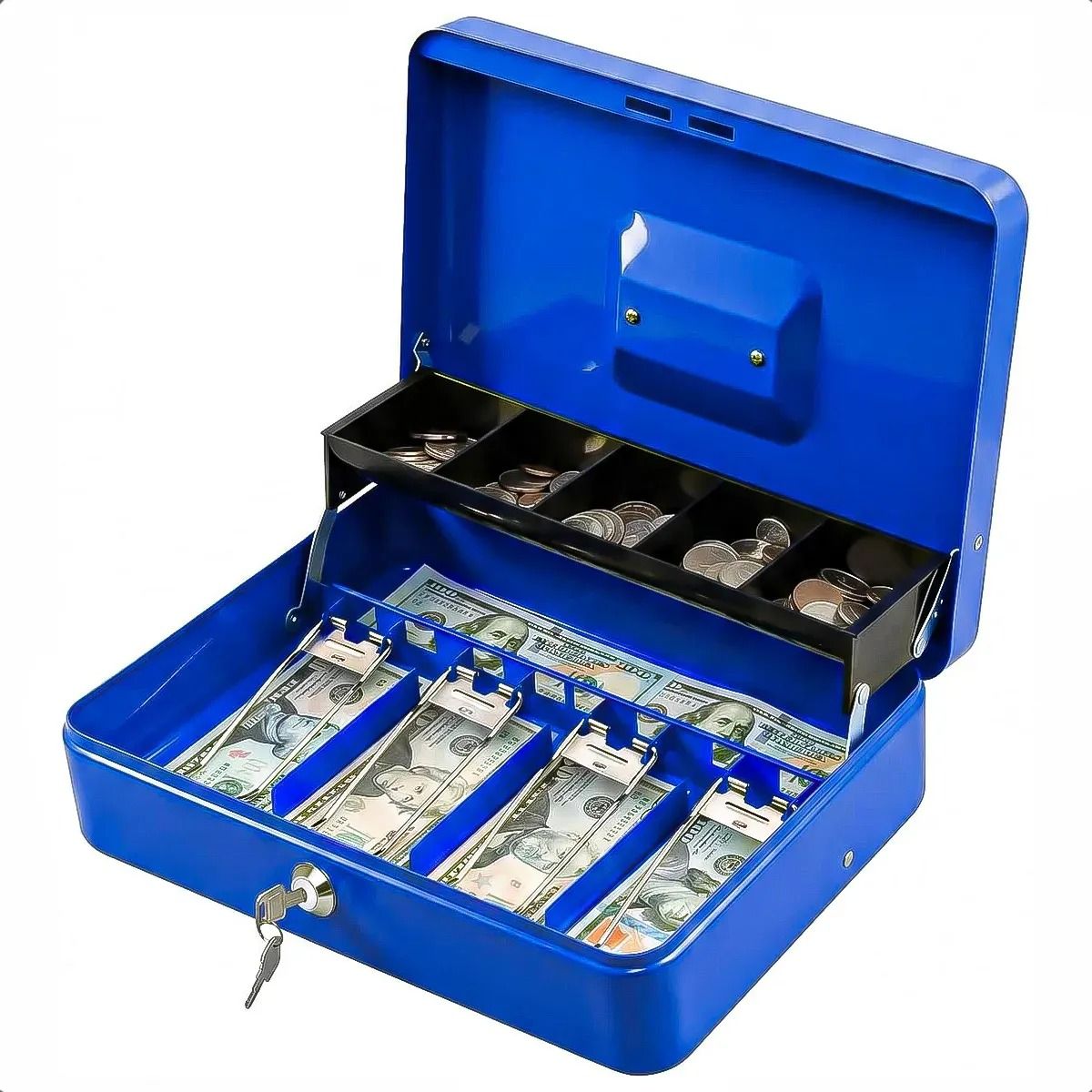 GENERICO - Caja Fuerte Y Tesoros Metalica Caja De Dinero Caja Fuerte Con Llave Azul