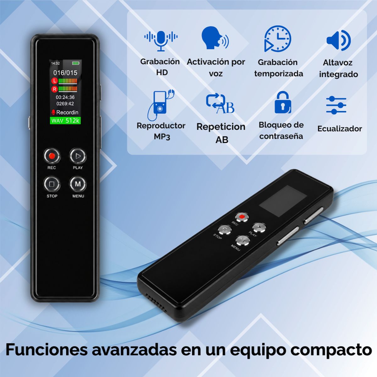 OEM - Grabador De Voz Digital Profesional 64 Gb Metalico Usb C
