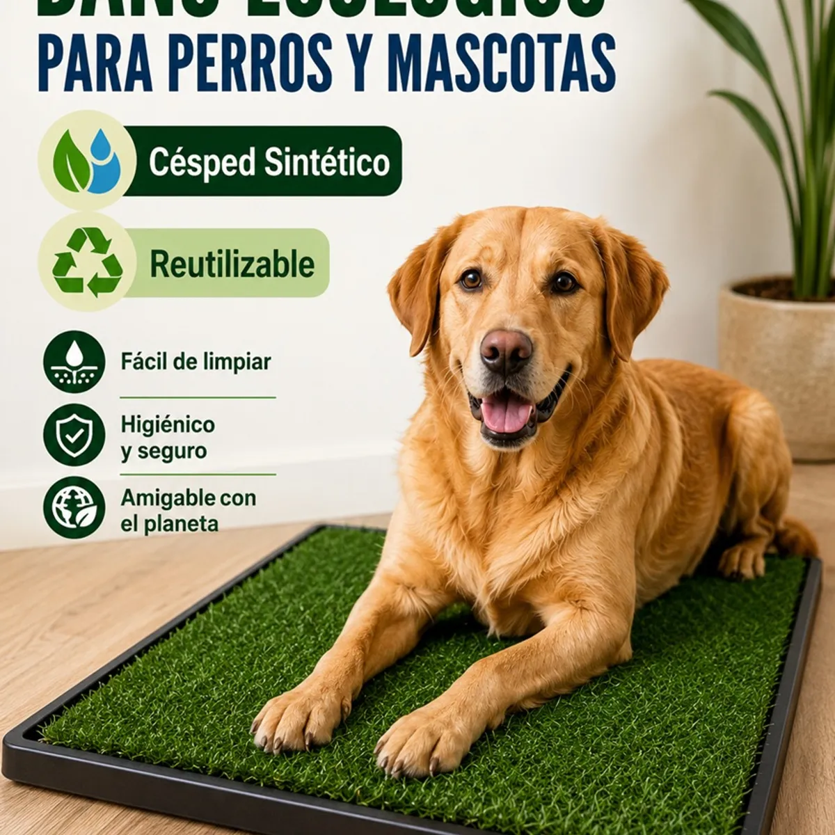MOVI - Baño Ecológico XL para Perros y Mascotas con Césped Sintético Reutilizable