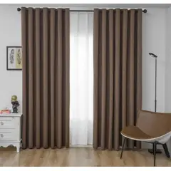 GENERICO - CORTINA BLACKOUT 100% ENGOMADA COLOR CAFE DE ALTA CALIDAD 2 PAÑOS 140CM X 230CM C/U MP