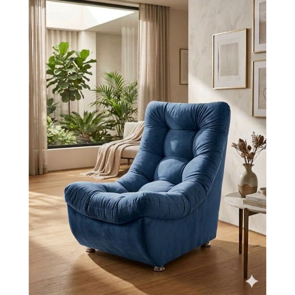 GENERICO - sofa descanso curvo azul felpa