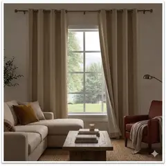 GENERICO - CORTINA BLACKOUT 100% ENGOMADA COLOR CAFE CLARO DE ALTA CALIDAD 2 PAÑOS 140CM X 230CM C/U MP