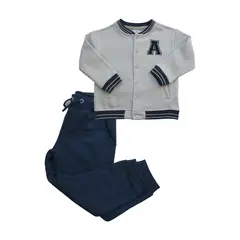 PUMUCKI - Buzo Niño Azul y Gris 2 Piezas Cómodo y Versátil