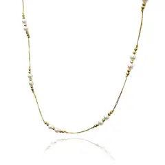 COGGIOLA - Collar Perla Shellpearl 4mm Hilos Dorados Enchapado Oro 18K