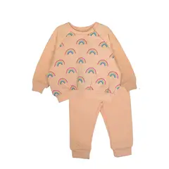 PUMUCKI - Buzo Acanalado Arcoíris Niña Rosado 2 Piezas