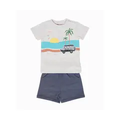 PUMUCKI - Conjunto Polera y Short Niño Estampado Palmera Verano